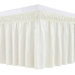 lot 12946 image: Biscaynebay Wrap Around Bed Skirts for King & Cal King Beds 15 Drop, Ivory Adjustable Elastic Dust Ruffles Easy Fit Wrinkle & Fade Resistant Silky Luxurious Fabric Machine Washable