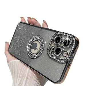 lot 12949 image: MINSCOSE Compatible with iPhone 12 Pro Max Glitter Case,Luxury Cute Sparkle Diamond Design with Bling Camera Protection Plating Logo View,Aesthetic Shockproof Bumper for Women Girls Phone Cover-Silver