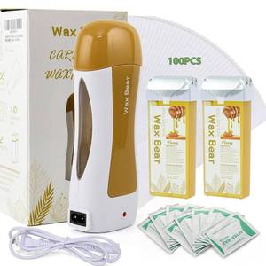 lot 12960 image: Wax Bear Roll On Depilatory Roller Wax Kit for Sensitive Skin, Soft Wax Heater with 2 Cartridge Refill,10 Wipes and 100 pcs Strips
