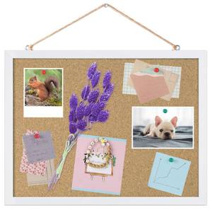 lot 12981 image: FEBSNOW Cork Board Bulletin Board 15.7 x 12 Inches with Rectangle White Frame Hanging Pin for Office Home Message Board or Vision Board Decoration
