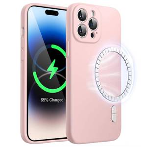 lot 12987 image: JETech Magnetic Silicone Case for iPhone 14 Pro 6.1-Inch, Compatible with MagSafe, Phone Cover with Camera Lens Full Protection (Pink)
