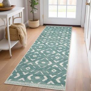lot 12989 image: KILOCOCO Runners for Hallways, Hallway Runner Rug Washable, Runner Rug Non Slip Distressed Laundry Room Rug, Low-Pile Rug Runner for EntrywayBedroomKitchenLiving RoomBathroom, 2x6 Sage