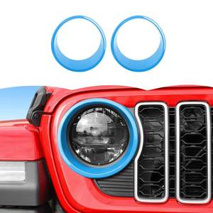 lot 12997 image: Headlight Cover Guard Headlight Bezels Trim Compatible with Jeep Wrangler JL JLU & Gladiator JT 2024 Exterior Accessories,Light blue