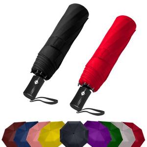 lot 12999 image: SIEPASA 2 Packs Windproof Travel Compact Umbrella, 8-Ribs Anti-UV Waterproof Folding Umbrella with Telfon Coating-One Button for Auto Open and Close. (Black & Red, 2 Pack)
