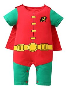 lot 13005 image: Bebkuebe Robin Cosplay Baby Costume, Cute Infant Toddler Cool Newborn Outfit Romper Cartoon Clothes (Green, 3-6 Months)