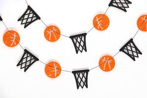 lot 13006 image: Seyal� Basketball and Basketball Hoop Garland Party Banners Sports Theme Party Hanging Decorations Basketball Paper Garland Basketball Birthday Party Slam Dunk Party March Madness Party Decoration