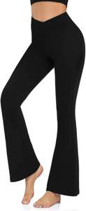 lot 13012 image: Women�s Bootcut Yoga Pants Tummy Control Flare Leggings High Waist Crossover Lounge Bell Bottom Jazz Dress Baseball Pants LARGE