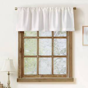 lot 13013 image: Faux Linen Valance for Windows Kitchen Living Room Valances Rod Pocket Farmhouse Country Rustic Bathroom Small Window Treatment (54x15 inch, White)