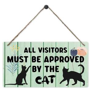 lot 13019 image: All Guests Must Be Approved by The Cat - Hanging Decorative Wall Sign, Funny Cat Pet Lover Wood Sign,Great Gift for All Pet Lovers