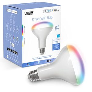 lot 13025 image: Feit Electric BR30 Smart Flood Light Bulb,2.4GHz WiFi Color Changing and Dimmable, No Hub, Works with Alexa or Google Assistant, BR30RGBWCAAG, 65W, Multi-Color (RGBW), 1 Count (Pack of 1)