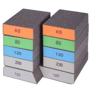 lot 13039 image: BOSHCRFAT 10 Pack Sanding Block, Washable and Reusable Sanding Sponge for Wood Drywall Metal Glasses CoarseMediumFineSuperfine in 6080100120180220 Grit Sandpaper Block Sand Paper Brick