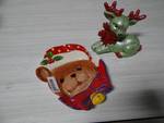 Christmas teddy bear cookie dish & ceramic reindeer.
