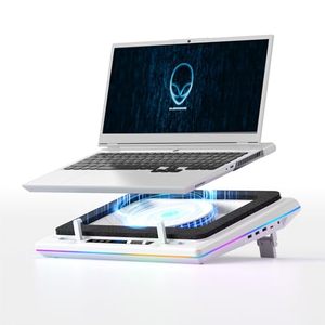 lot 42113 image: llano RGB Laptop Cooling Pad with Powerful Turbofan, Gaming Laptop Cooler with Infinitely Variable Speed,Touch Control,LCD Screen,Seal Foam for Rapid Cooling Laptop15-19in Retail $120