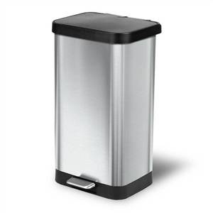lot 42114 image: Glad 20 Gallon Stainless Steel Step on Kitchen Trash Can Retail $120
