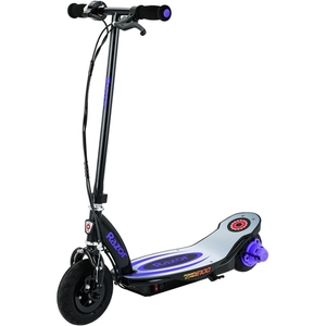 lot 42129 image: Razor Power Core E100 Electric Scooter - Purple 8 Pneumatic Front Tire Up to 11 mph for Kids Ages 8 and Up to 120 lbs. Unisex Retail $197