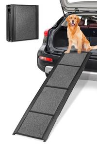 lot 42157 image: Extra Long 67 Dog Ramp for Car, Car Ramps for Large Dogs with Non-Slip Soft Surface, Folding Pet Ramps for Dog to Get into Car SUV Truck, Portable Steps for Small Medium Large Dogs up to 250LBS Retail $85