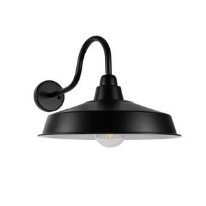 lot 42159 image: Diyel Gooseneck Barn Light Outdoor, 16 Inch Dome Large Farmhouse Exterior Light Fixture Wall Mount, Industrial Outdoor Wall Sconce Outside for House, Shop, Front Porch, Garage, Entryway, Black, 1 Pack Retail $90