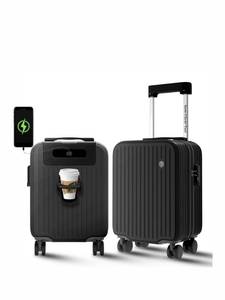 lot 42161 image: Border 2 Border Travel Underseat carry on luggage with wheels suitcase fits inside Spirit box personal item bag meets airline 18x14x8 dimensions hardshell underseater (Black) Retail $110