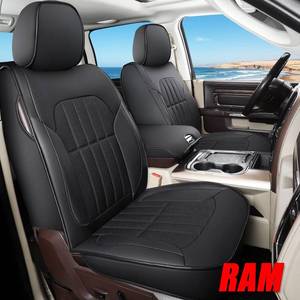 lot 42164 image: Truckiipa Seat Covers for Dodge Ram 1500 Full Set, Full Coverage Waterproof Leather Protectors Pickup Truck Accessories, Custom Fit for 2002-2023 Ram 1500 2500 3500 Crew Mega Cab, Black Retail $153