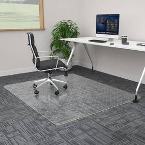 lot 42167 image: 100pointONE Extra Large Office Chair Mat for Carpet, 45 x 53 Clear Desk Chair Mat for Low Pile Carpeted Floors- Easy Glide Plastic Floor Mat for Office Chair on Carpet Retail $62