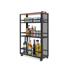lot 42180 image: fusehome 2024 New, Slim Kitchen Storage Cart, 3-Tier Metal Rolling Utility Cart Mesh Basket, Multifunction Wire Basket Shelf Trolley for Home Laundry, Bathroom, Living Room, Black Retail $64