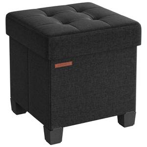 lot 42185 image: SONGMICS Storage Ottoman, Small Ottoman Foot Rest with Legs, 15 x 15 x 15.7 Inches Foot Stool, Ottoman with Storage, Load up to 660 lb, for Living Room, Bedroom, Dorm, Ink Black ULSF014B01 Retail $45