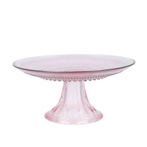 lot 42196 image: Fortessa Jupiter Beaded Hobnail Glass, 8.5 Inch Mini CakeCupcake Stand, Pink Retail $42
