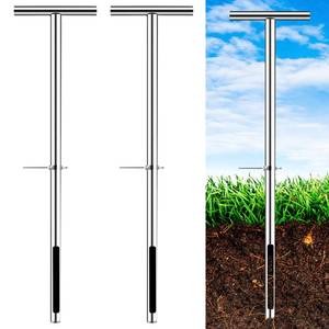 lot 42198 image: Kanayu 2 Pieces 35.4 Inch Stainless Steel Soil Sampler Probe Twist Soil Sample Probe Grip Handle Soil Kits Soil Probe with Foot Pedal for Yard Garden Lawn Plant Farm Soil Sampling Retail $37