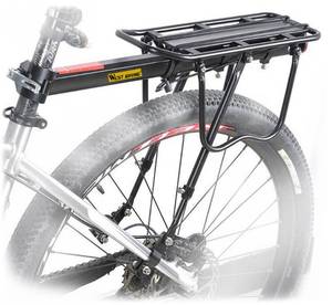 lot 42201 image: West Biking 110Lb Capacity Almost Universal Adjustable Bike Cargo Rack Cycling Equipment Stand Footstock Bicycle Luggage Carrier Racks with Reflective Logo Retail $50