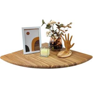 lot 42215 image: Wood Wedge Rustic Floating Corner Shelf, Storage Organizer for TV Accessories, Speaker, Cable Box, for Bathroom, Kitchen, Living & Bedroom, for small Plant, Photo Frame, End Wall Mounted(Natural,15.7) Retail $40