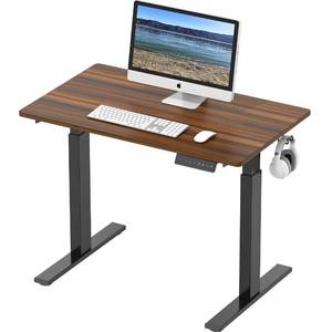 lot 42218 image: SHW Electric Height Adjustable Standing Desk, 40 x 24 Inches, Rustic Brown Retail $140