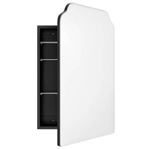 lot 42219 image: AGDULL Victorian-Style Recessed Bathroom Medicine Cabinet, Storage Cabinet, Bathroom Wood Wall Cabinet with Curved Mirror, Black, 17.5x29 Inch Retail $200