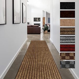 lot 42223 image: FREADEM Runner Rugs for Hallways, 2FT x 6FT Non Slip Kitchen Area Rug Entryway Runner Laundry Room Rug, 2-82 FT Indoor Outdoor Carpet Runners with Rubber Backing, Brown Stripe Retail $27