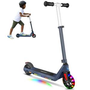 lot 42224 image: Caroma Kids Electric Scooter Ages 6-12, 2 Adjustable Speeds and 4 Heights, 120W Kids Electric Scooter with Light Wheels, Toddler Motorized Scooters, Electric Scooter for GirlsBoys(Blue) Retail $110