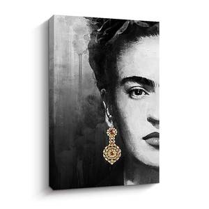 lot 42250 image: Pigort Frida Kahlo Wall Art Canvas Print Black and White Painting Artwork Wall Decor, Gallery Wrapped, 16x24, Left Retail $49