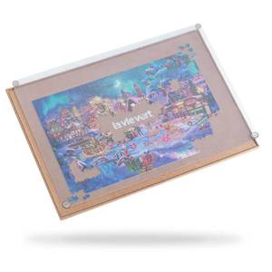 lot 42259 image: Lavievert Wooden Jigsaw Puzzle Board with Dust-Proof Cover, Portable Puzzle Mat Puzzle Storage Puzzle Saver with Non-Slip Surface for Up to 1000 Pieces - Khaki Retail $40