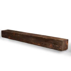 lot 42264 image: BoscoMondo Distressed Fireplace Mantel, Hand-Crafted from Aged Solid Wood Planks, Perfect for Farmhouse Designs (66, Dark Brown) Retail $220