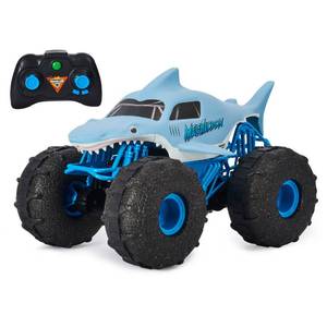 lot 42265 image: Monster Jam, Official Megalodon Storm All-Terrain Remote Control Monster Truck for Boys and Girls, 115 Scale, Kids Toys for Ages 4-6 Retail $60