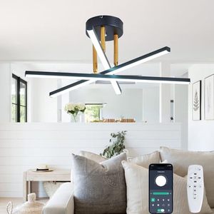 lot 42272 image: Modern LED Ceiling Light Fixture, Dimmable LED Chandelier with Remote Control, 3000K-6000K 3-Color Black Gold Semi Flush Mount Ceiling Lamp Fixtures for Bedroom Living Room Kitchen Office Entryway Retail $56