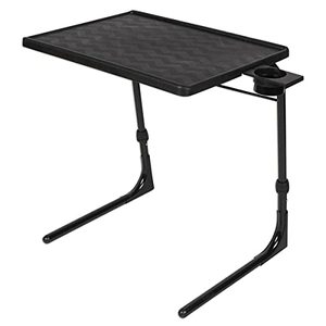 lot 42288 image: Table-Mate II Plus TV Tray Table - Folding Couch Trays for Eating, Portable Bed Dinner Adjustable TV Table with 3 Angles, Cup Holder, Black Retail $52