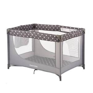 lot 42290 image: Pamo Babe Portable Crib Baby Playpen with Mattress and Carry Bag (Grey) Retail $69