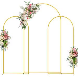 lot 42294 image: Wokceer Wedding Arch Backdrop Stand (6FT) Gold Metal Wedding Arch Stand for Birthday Party Wedding Ceremony Baby Shower Garden Balloon Arch Decoration Retail $40