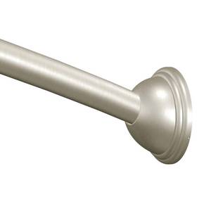 lot 42297 image: Moen Brushed Nickel 54-Inch to 72-Inch Adjustable Length Fixed Mount Single Curved Shower Rod, Bathroom Shower Curtain Pole, CSR2160BN Retail $68