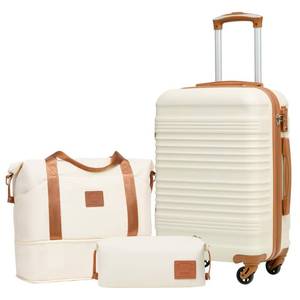 lot 42314 image: Coolife Luggage Set 3 Piece Luggage Set Carry On Suitcase Hardside Luggage with TSA Lock Spinner Wheels(White, 3 piece set (DBTB20)) Retail $90
