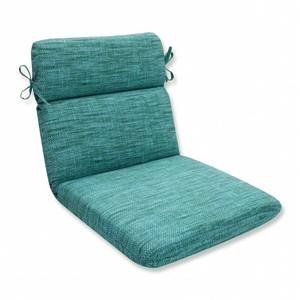 lot 42317 image: Pillow Perfect Remi Solid IndoorOutdoor One Piece Chair Cushion Deep Seat, Weather and Fade Resistant, Round Corner - 40.5 x 21, Blue Retail $116
