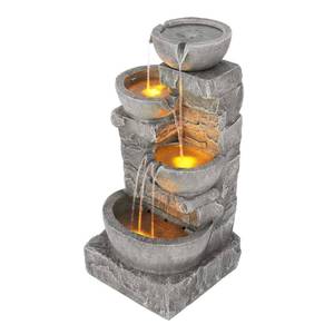 lot 42320 image: Teamson Home 33.25 in. Cascading Bowls and Stacked Stones LED Outdoor Water Fountain for Gardens, Landscaping, Patios, Balconies, and Lawns for a Calming Oasis in Outdoor Living Spaces, Stone Gray Retail $174
