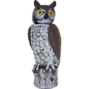 lot 42325 image: Dalen Rotating Head Fake Owl Decoy to Scare Birds Away from Gardens, Rooftops, and Patios - Scarecrow Provides Chemical-Free Pest Control - Safe and Humane, 18 360� Rotating Head Retail $46