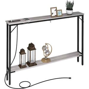 lot 42327 image: SAUCE ZHAN Sofa Table with Outlet and USB Port, 47 Console Table with Steel Frame, Behind Couch Table Narrow Entryway Table for Sofa, Living Room, Foyer, Hallway, Entry, Grey Retail $99