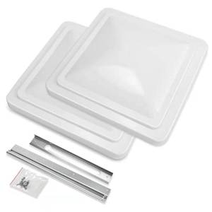 lot 42329 image: LBK 14 Universal RV, Trailer, Camper, Motorhome (White 2 Pack) Roof Vent Cover - Vent Lid Replacement, Made In USA Retail $33