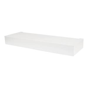 lot 42356 image: HIGH & MIGHTY 515651 Modern 18 Floating Shelf Holds up to 15lbs, Easy Tool-Free Dry Wall Installation, Flat, eCommerce Packaging, White Retail $39